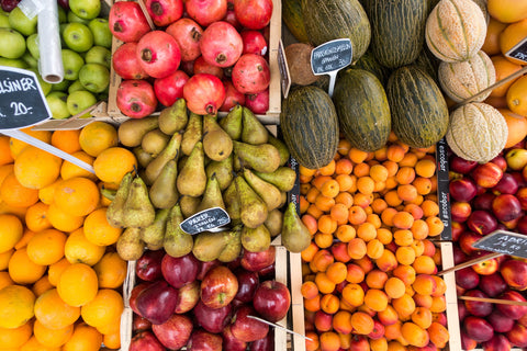 Various fruits and vegetables at a market